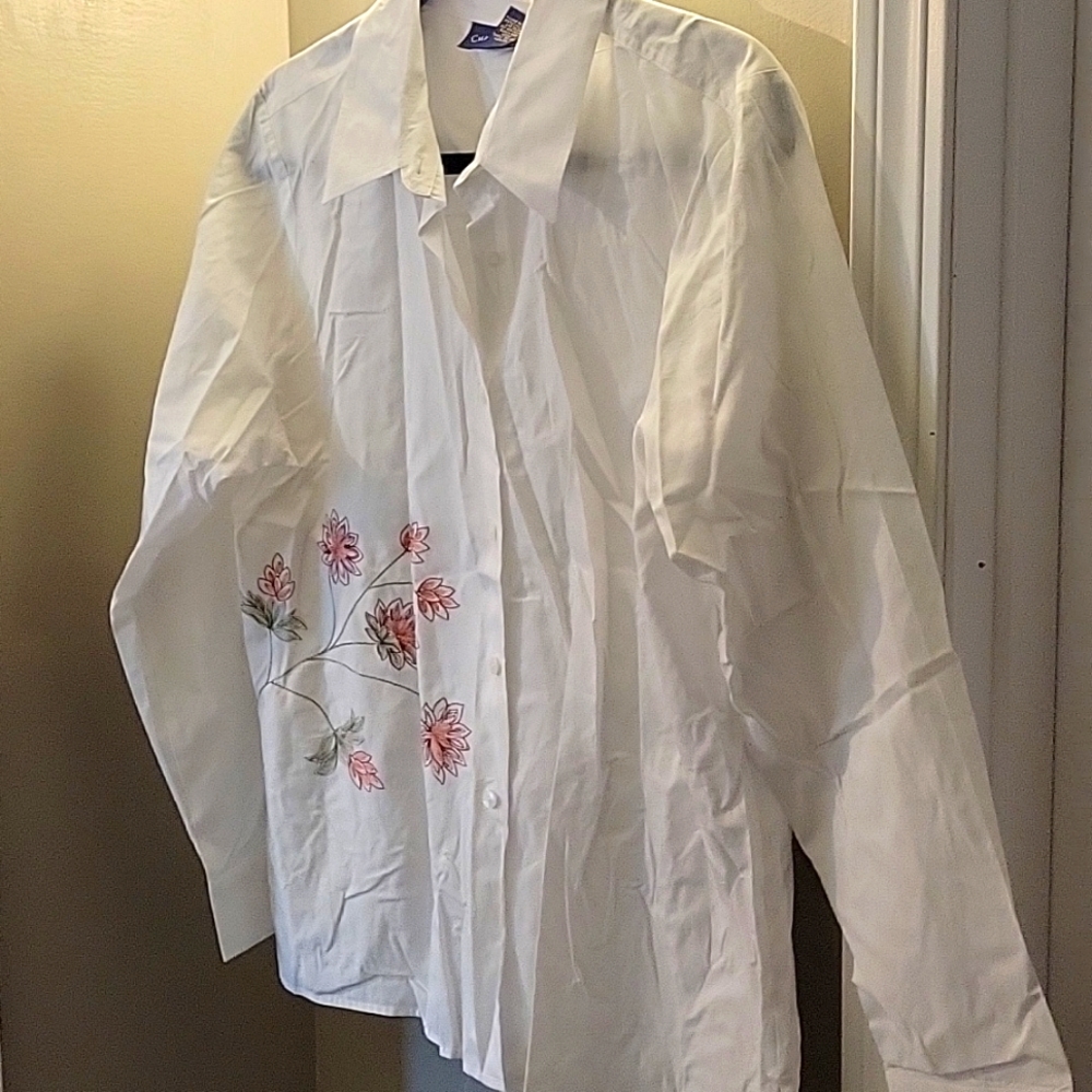 Charter Club blouse with embroidered flowers